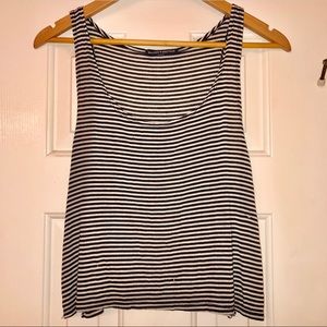 Brandy Melville Black/White Striped Cropped Tank
